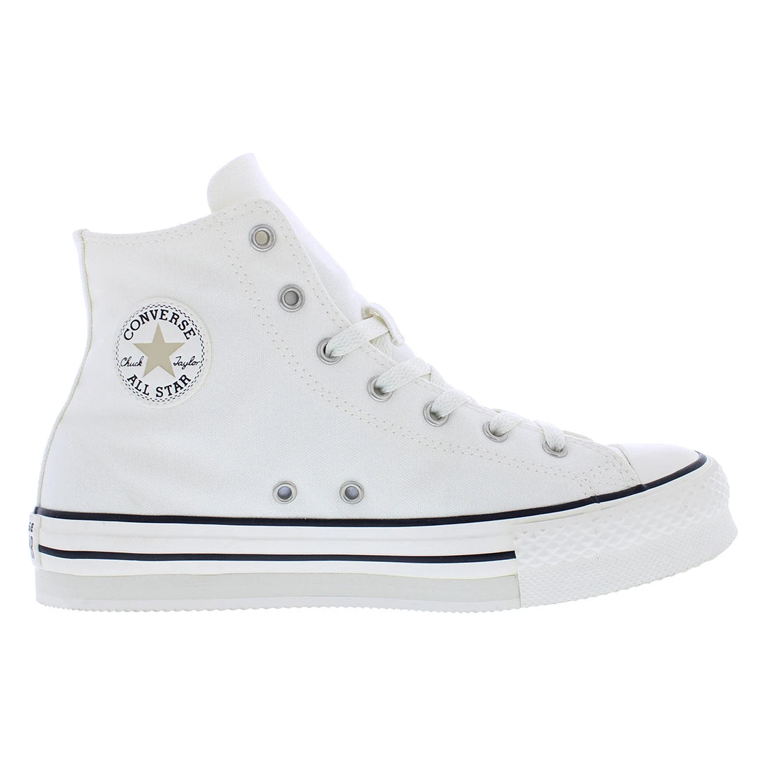 Converse Chuck Taylor All Star Lift High GS Girls Shoes Color: Egret/Egret/Black  100% Authentic