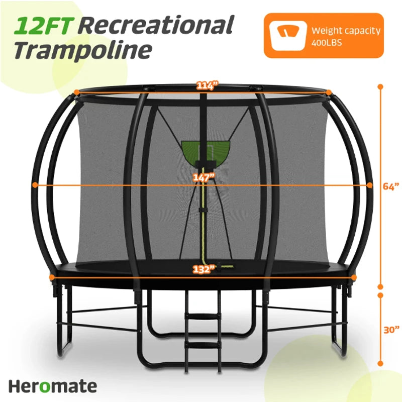 Zoshine Curved Pole Large Trampoline 12/14/16FT Antirust Heavy Duty Trampoline Spot Goods Easy to Assemble CE Certificate