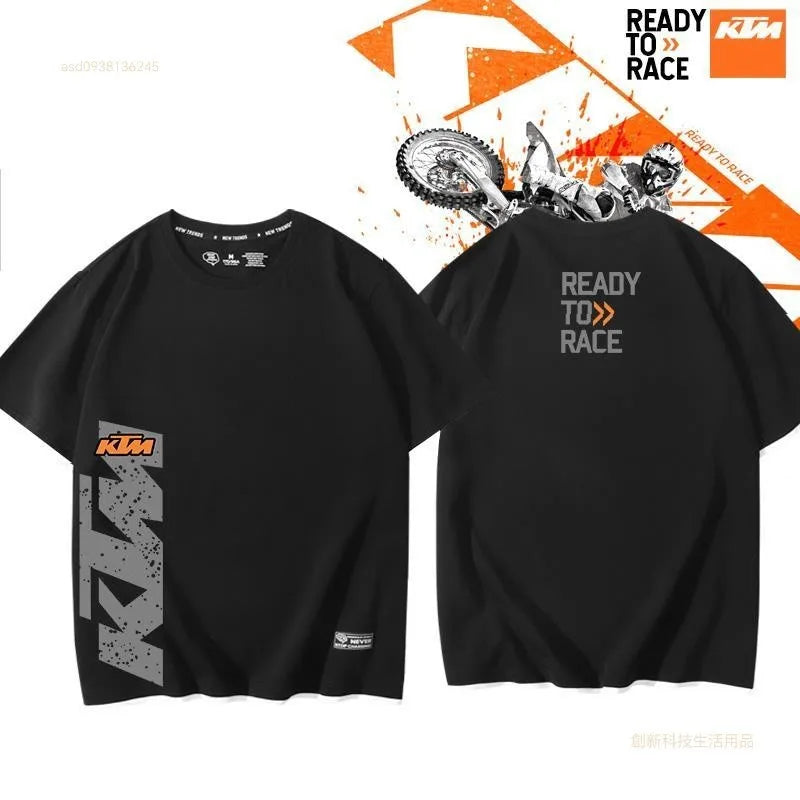 KTM Team's High-Quality Short-Sleeve Cotton Racing T-Shirt for Motorcycle Enthusiasts,Men's and Women's