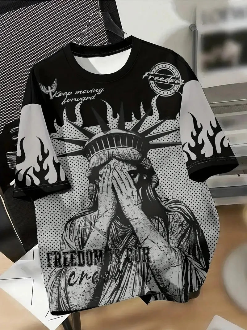 The 3D printed men's T-shirt for the summer of 2025 is a bestseller for sports fitness exercise casual fashion and lightness