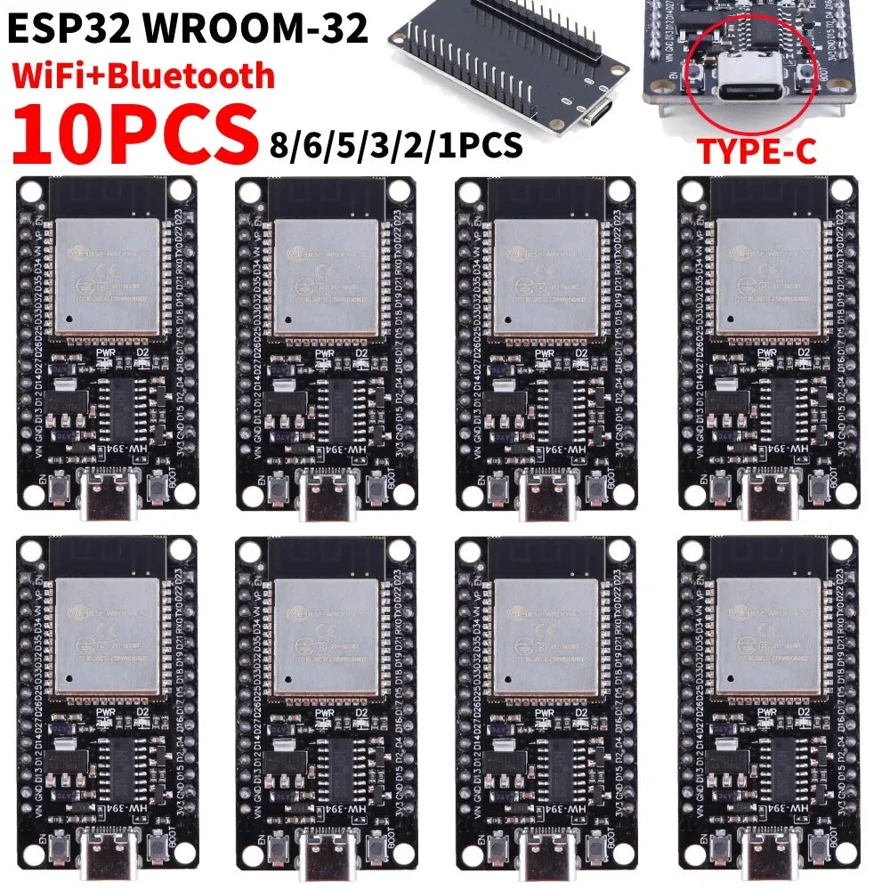 1-10pcs ESP32 WROOM-32 ESP32-S Development Board WiFi+Bluetooth-compatible TYPE-C ESP32 30Pin ESP32 Nodemcu Development Module