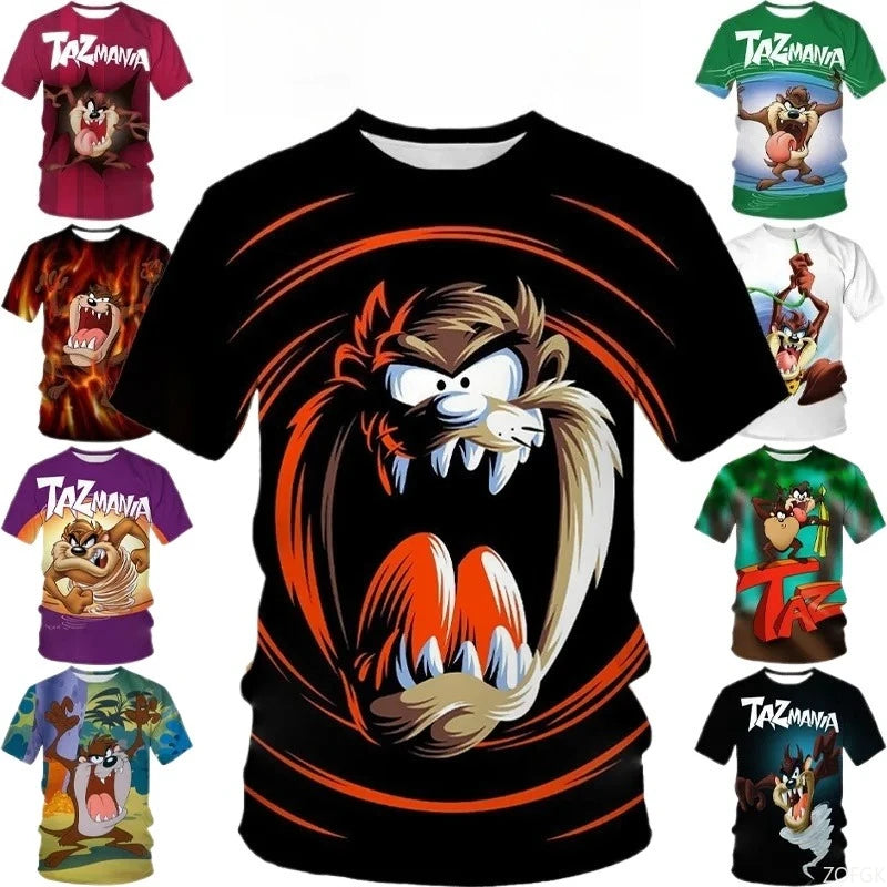 Summer New Trendy 3D Anime Monster Animal Dog Personalized Printed Comfortable Casual Round Neck Short Sleeved T-shirt