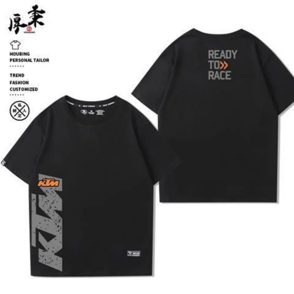 2026 New KTM Team Heavyweight Motorcycle Enthusiast Pure Cotton Short-Sleeve T-Shirt, Unisex Riding and Racing Top