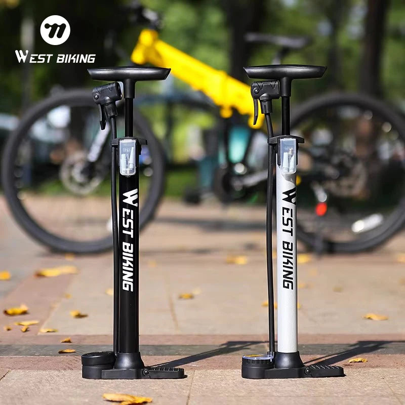 WEST BIKING Bicycle Air Pump High Pressure Cycling 160 PSI Floor Pump MTB Road Bike Schrader Presta Valve Ball Tire Inflator